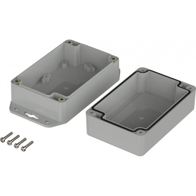 07612086 XM 120806 WL 7035, Euromas X Series Light Grey Polycarbonate Enclosure, IP66, IP68, IK07, Flanged, Light Grey Lid, 120 x 80 x 60.2m