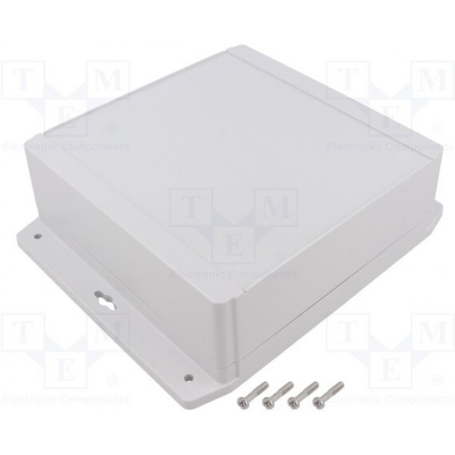 1555W2F42GY, 1555F Series Grey Polycarbonate Enclosure, IP66, IP68, Flanged, Grey Lid, 180 x 180 x 65mm