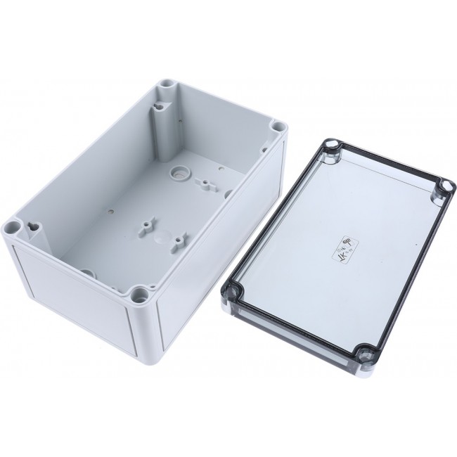 11100601, TK Series Grey Polystyrene Enclosure, IP66, Transparent Lid, 180 x 110 x 90mm