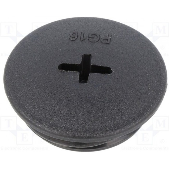 HPP16 BK080, Hole Plug 0.886" (22.50mm) Polyamide 6 Black