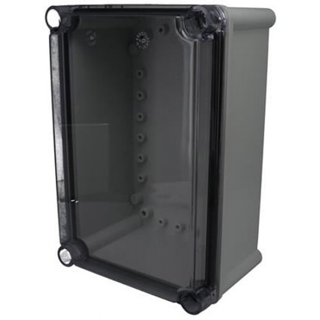 PTS-25340-C, Gray Polycarbonate Panel Mount NEMA 4X Box - External 11.02 x 7.48 x 5.04 Inches - Internal 10.07 x 6.52 x 3.86 Inches