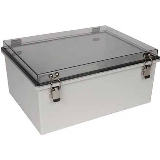 PTH-22436-C, Electrical Enclosures PC+10% Fiberglass Box, Self-Locking Latch and Clear Cover (17.7 X 13.8 X 7.9 In)