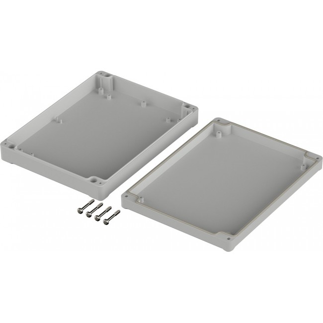 63232000 ET 232, Euromas II Series Light Grey ABS Enclosure, IP65, Light Grey Lid, 200 x 150 x 37mm