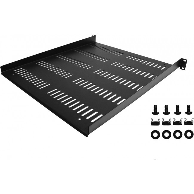 SHELF-1U-20-FIXED-V, Metal, Steel Shelf 20.000" L x 19.000" W x 1.700" H (508.00mm x 482.60mm x 43.18mm) Black