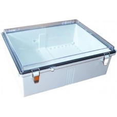 PTQ-11073-C, Electrical Enclosures PC+10% Fiberglass Box, Stainless Steel Latch, Clear Cover (17.7 X 13.8 X 6.3 In)