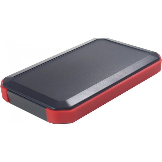 WH145-20-N-BR, WH Series Black, Red ABS Handheld Enclosure, Integral Battery Compartment, 88 x 146 x 20mm