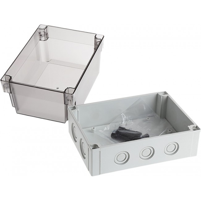 PCM 150/125 T ENCLOSURE, Grey Polycarbonate Enclosure, IP66, IP67, Clear Lid, 180 x 130 x 125mm