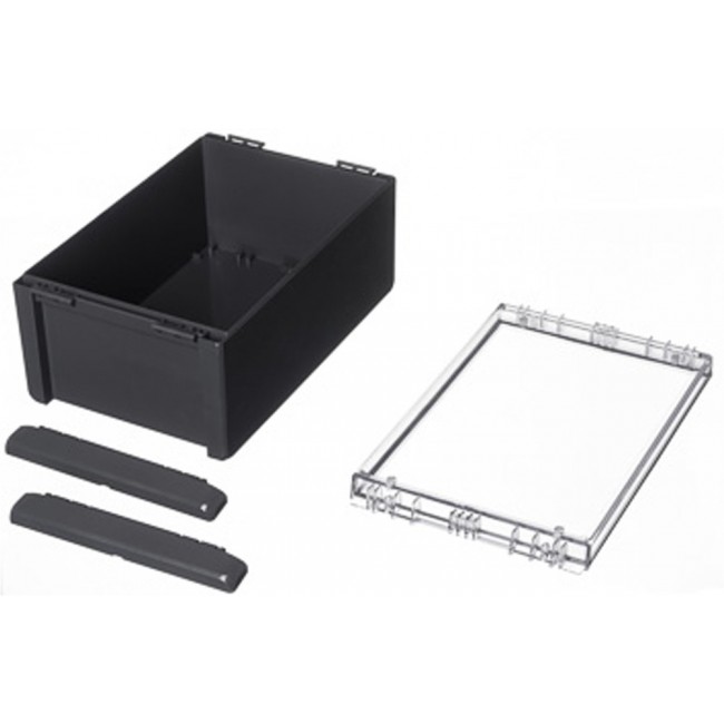 96026364 B 261712 PC-V0-G-7024, Bocube Series Graphite Grey Polycarbonate V0 Enclosure, IP66, IP68, IK07, Transparent Lid, 271 x 170 x 120mm