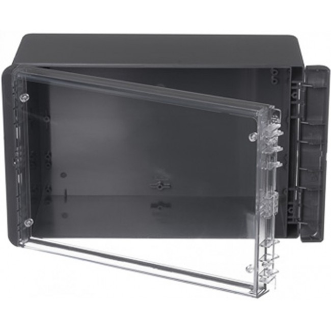 96026364 B 261712 PC-V0-G-7024, Bocube Series Graphite Grey Polycarbonate V0 Enclosure, IP66, IP68, IK07, Transparent Lid, 271 x 170 x 120mm