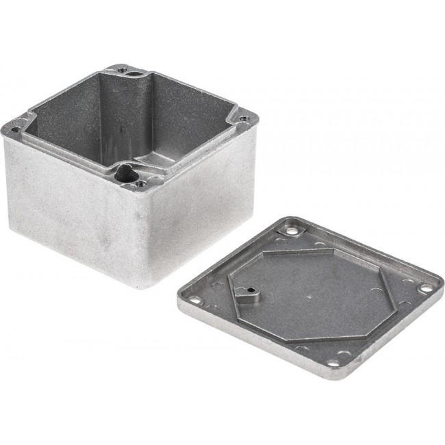 Grey Die Cast Aluminium Enclosure, IP65, Grey Lid, 87 x 87 x 61mm