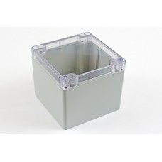 1554LA2GYCL, 1554 Series Polycarbonate Enclosure, IP68, Clear Lid, 4.13 x 4.13 x 3.54in