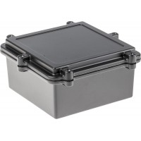 Black Aluminium Enclosure, IP67, Flanged, Black Lid, 162 x 162 x 80mm