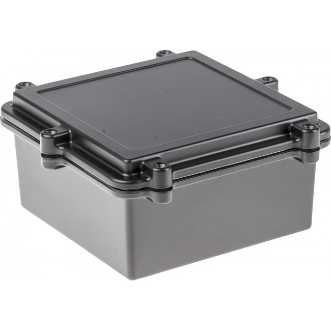 Black Aluminium Enclosure, IP67, Flanged, Black Lid, 162 x 162 x 80mm