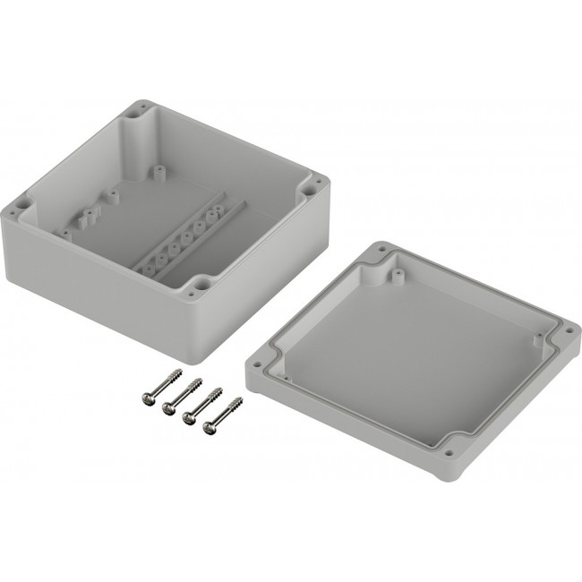 63217000 ET 217, Euromas II Series Light Grey ABS Enclosure, IP65, Light Grey Lid, 122 x 120 x 57mm