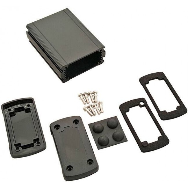 EXN-23351-BKP, Enclosures, Boxes, & Cases Extruded Aluminum Enclosure Black with Plastic Cover (1.4 X 2.7 X 3.5 In)