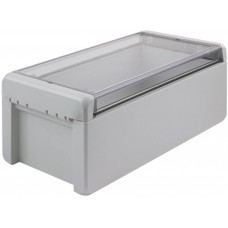 96025235 B 221309 PC-V0-G-7035, Bocube Series Light Grey Polycarbonate V0 Enclosure, IP66, IP68, IK07, Transparent Lid, 231 x 125 x 90mm