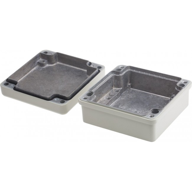 Grey Die Cast Aluminium Enclosure, IP66, Grey Lid, 127 x 125 x 60mm