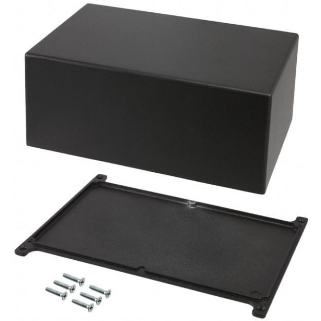 CU-5347-B, Enclosures, Boxes & Cases Econobox Diecast Aluminum Box, Bracket and Cover Black (7.4 X 4.7 X 3.2 In)