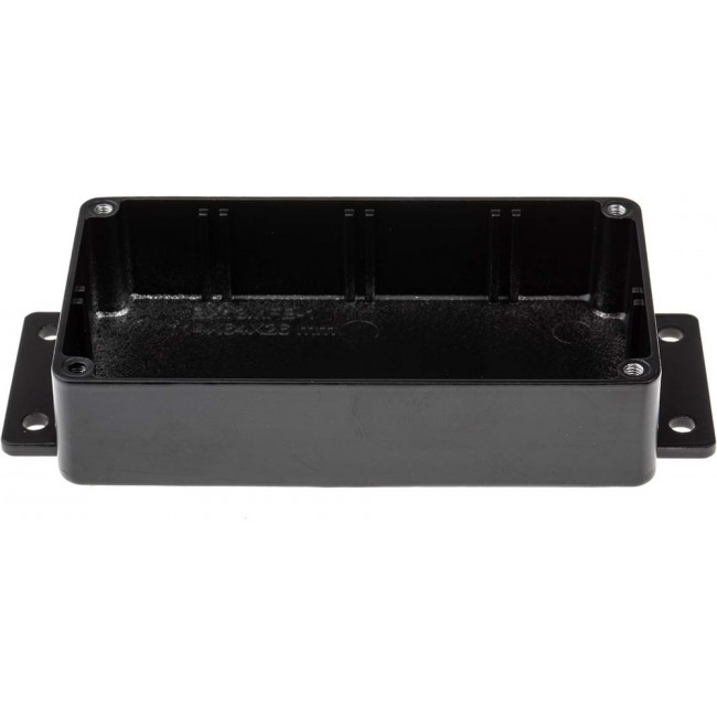 Black Die Cast Aluminium Enclosure, IP66, Flanged, Black Lid, 139.7 x 63.8 x 30mm