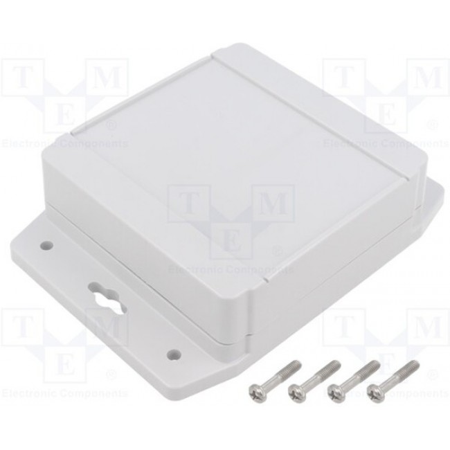 1555L2F17GY, 1555F Series RAL 7035 Light Grey Polycarbonate Enclosure, IP66, IP68, Flanged, Grey Lid, 105 x 105 x 37mm