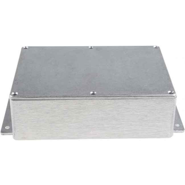 Silver Die Cast Aluminium Enclosure, Flanged, Silver Lid, 201.7 x 121.2 x 55.3mm