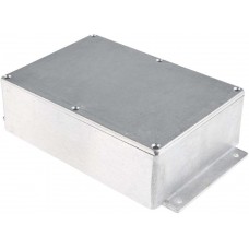 Silver Die Cast Aluminium Enclosure, Flanged, Silver Lid, 201.7 x 121.2 x 55.3mm