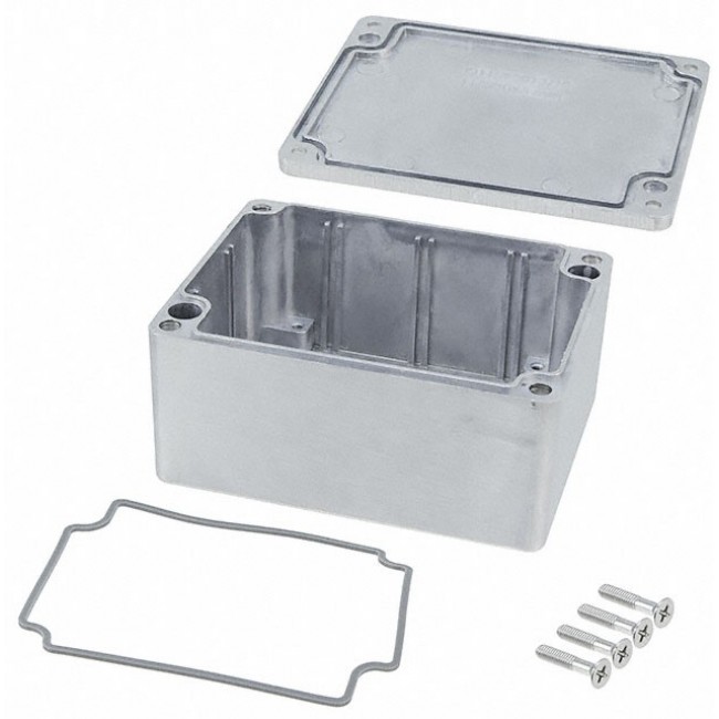 AN-1304-A, Natural Aluminum Alloy Bracket Mount Die Cast Aluminum Enclosure - External 4.53 x 3.54 x 2.17 Inches - Internal 4.01 x 3.03 x 1.