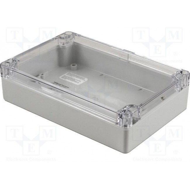 1554HL2GYCL, Enclosures, Boxes, & Cases General Enclosure - Grey/Clear Lid - 7.1 x 4.7 x 1.8in - Polycarbonate - N4X