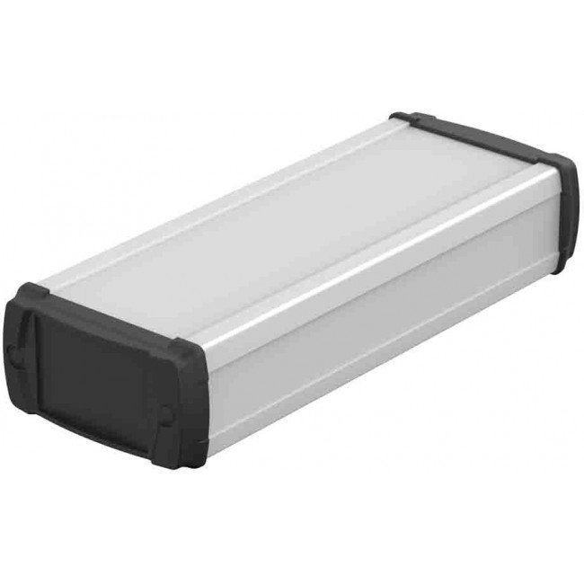 83846200.HMT1 ELPH 840-0200, BOS-Ecoline Series Aluminum (Anodized) Aluminium General Purpose Enclosure, IP40, Black Lid, 80 x 42 x 200mm