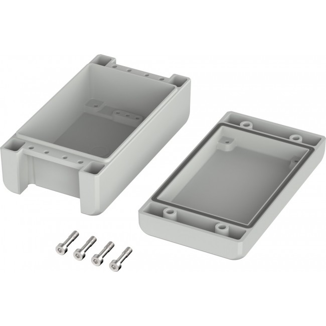 00163125, Bocube Alu Series Light Grey Aluminium General Purpose Enclosure, IP66, IP68, IP69, IK09, Light Grey Lid, 159 x