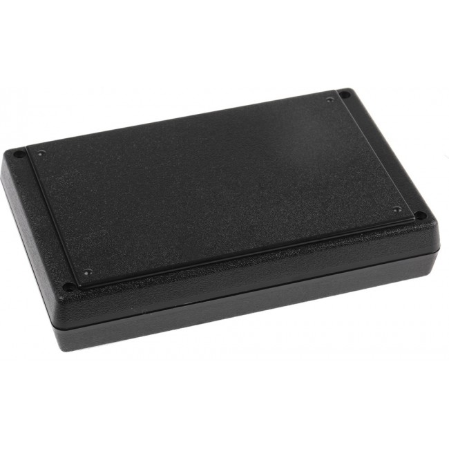 Black ABS Handheld Enclosure, Integral Battery Compartment, 146.1 x 91.4 x 28.9mm