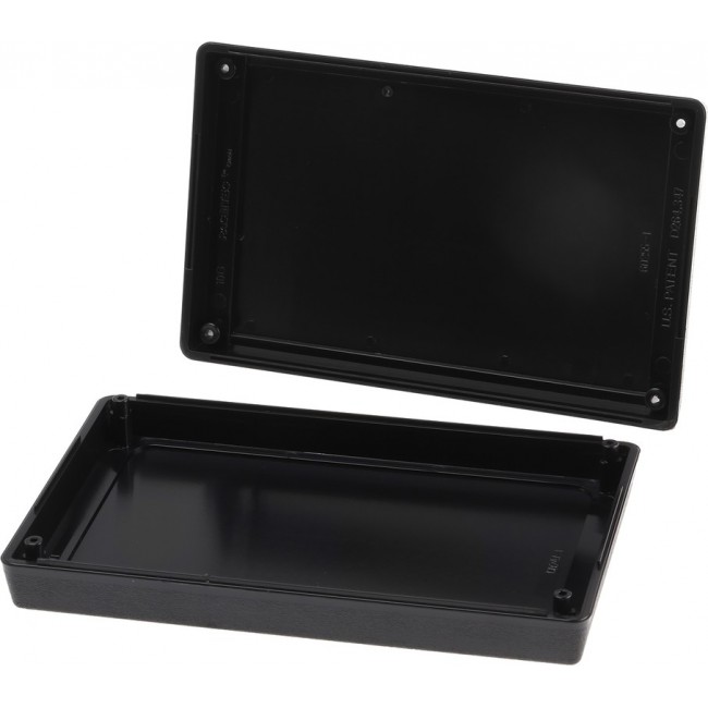 Black ABS Handheld Enclosure, Integral Battery Compartment, 146.1 x 91.4 x 28.9mm