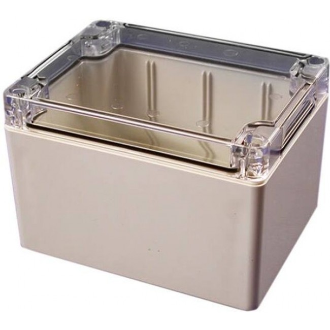 1554G2GYCL, 1554 Series Polycarbonate Enclosure, IP68, Clear Lid, 4.7 x 3.5 x 3.15in