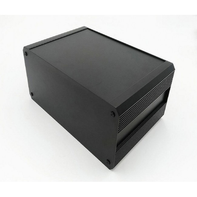 Black Extruded Aluminium Heat Sink Case, IP40, Black Lid, 400 x 300 x 264mm