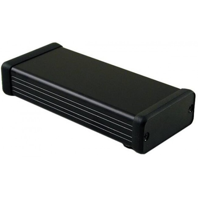 1455C1202BK, 1455 Series Black Aluminium Enclosure, IP54, Flanged, Black Lid, 120 x 54 x 23mm