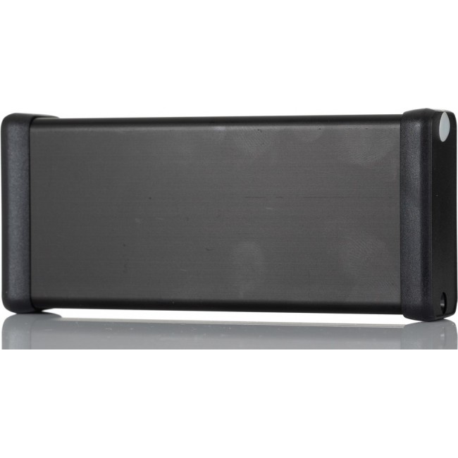 1455C1202BK, 1455 Series Black Aluminium Enclosure, IP54, Flanged, Black Lid, 120 x 54 x 23mm