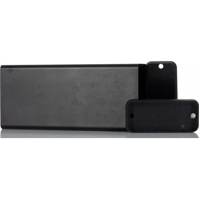 1455C1202BK, 1455 Series Black Aluminium Enclosure, IP54, Flanged, Black Lid, 120 x 54 x 23mm