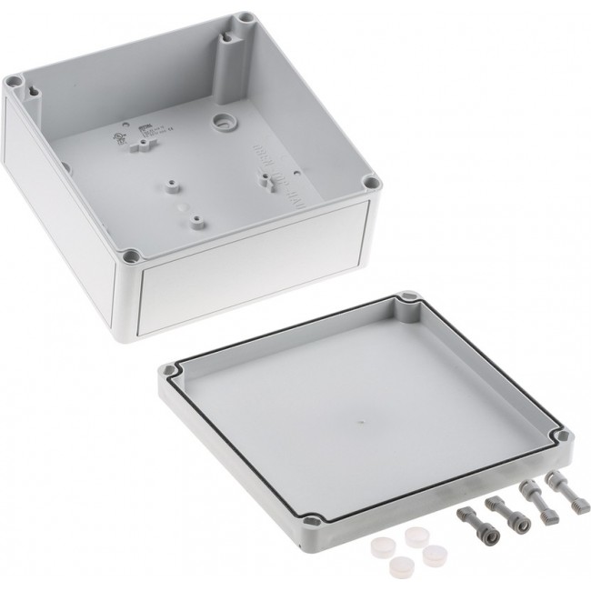 9517000, PK Series Grey Polycarbonate Enclosure, IP66, IK08, Flanged, Grey Lid, 182 x 180 x 90mm