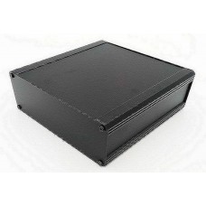 Black Extruded Aluminium Heat Sink Case, IP40, Black Lid, 400 x 100 x 175mm