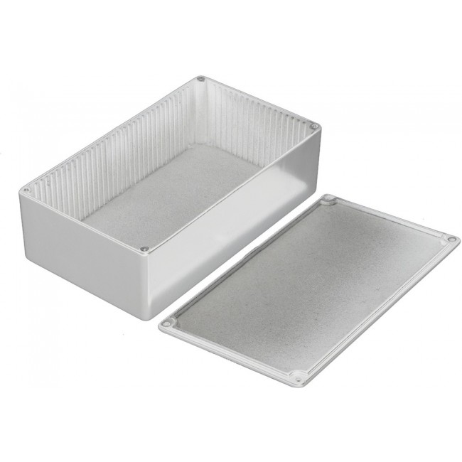 White Die Cast Aluminium Enclosure, IP54, White Lid, 112 x 62 x 30.5mm