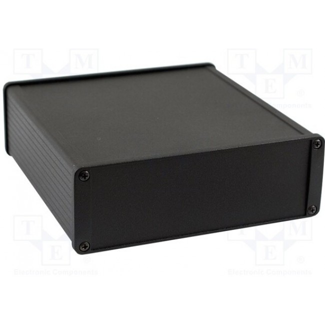 1457T1601EBK, Enclosures, Boxes, & Cases EMI/RFI Alum/Flanged 6.3x2.35x6.51 Black