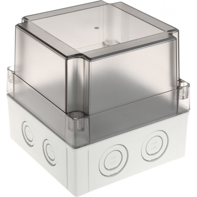 PCM 125/125 T ENCLOSURE, Grey Polycarbonate Enclosure, IP66, IP67, Clear Lid, 130 x 130 x 125mm