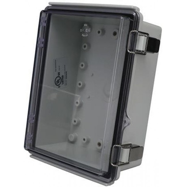 PTQ-11044-C, Enclosures, Boxes, & Cases PC+10% Fiberglass Box with Stainless Steel Latch (5.3 X 7.3 X 3.4 In)