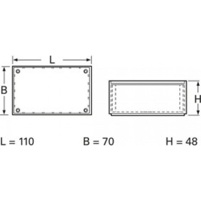 Die-cast aluminum enclosure, (L x W x H) 110 x 70 x 48 mm, blue (RAL 5020), P/2.10 BLAU