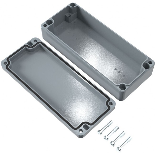 01061503, Aluminium Standard Series Grey Die Cast Aluminium Enclosure, IP66, IK09, Grey Lid, 150 x 64 x 34mm