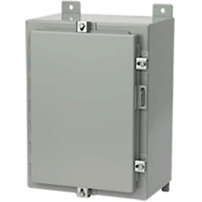 A20H16BLP, Continuous Hinge Enclosure with Clamps LP Type 4, 20x16x8, Gray, Mild Steel