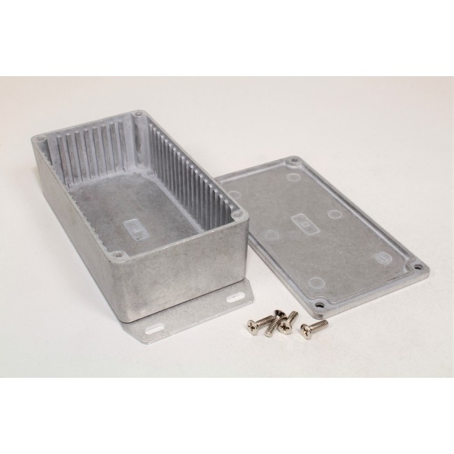 1590NF, 1590-RIBBED Series Die Cast Aluminium Alloy Enclosure, IP54, Flanged, 121 x 66 x 36mm