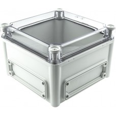 EKHA 130 T + EKHVT, EK Series Grey Polycarbonate Enclosure, IP66, IP67, Flanged, Transparent Lid, 190 x 190 x 130mm