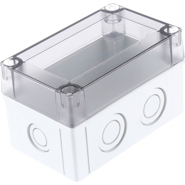 PCM 100/75 T ENCLOSURE, Grey Polycarbonate Enclosure, IP66, IP67, Clear Lid, 130 x 80 x 75mm