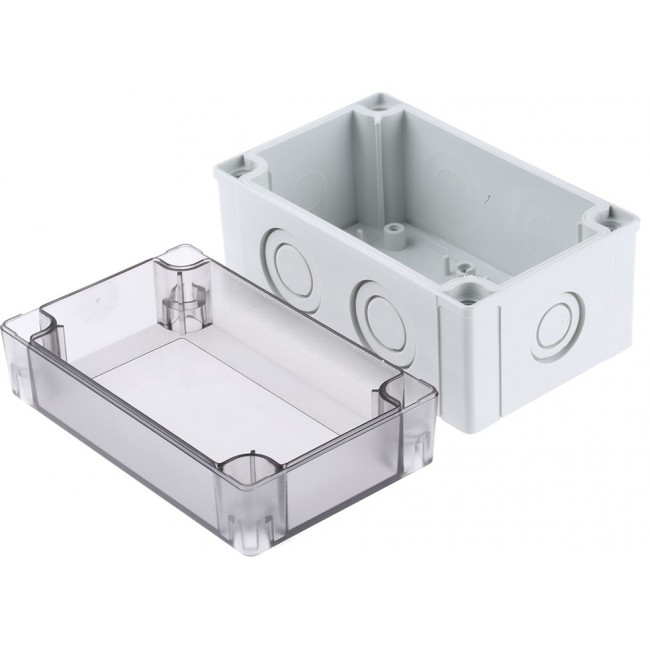 PCM 100/75 T ENCLOSURE, Grey Polycarbonate Enclosure, IP66, IP67, Clear Lid, 130 x 80 x 75mm